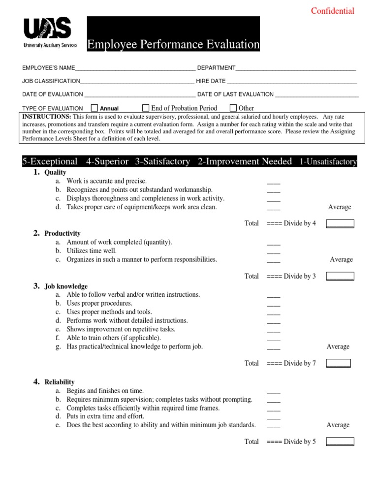 EmployeePerformanceEvaluationNonMPP PDF | PDF | Performance Appraisal ...