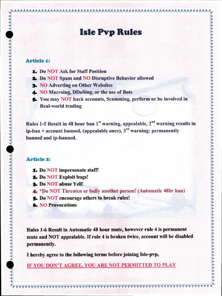 Isle PVP Rules PDF Cybercrime Cyberspace