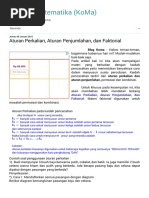 Konsep Matematika (KoMa) : Aturan Perkalian, Aturan Penjumlahan, Dan Faktorial