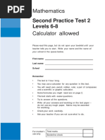 2nd Practice Test 2 Levels 6-8 - With Calculator