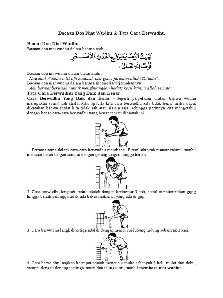 Niat Wudhu Dengan Bahasa Arab