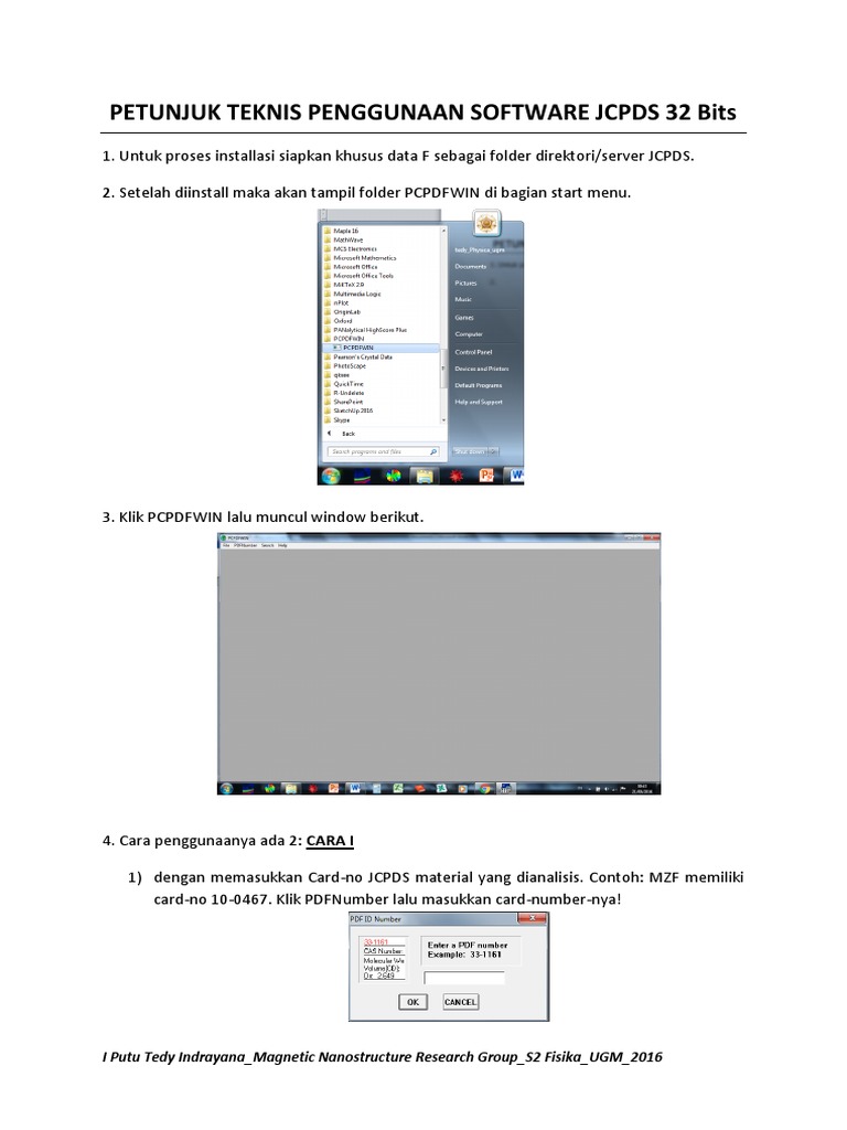 Panduan Penggunaan Software JCPDS | PDF | Komputer