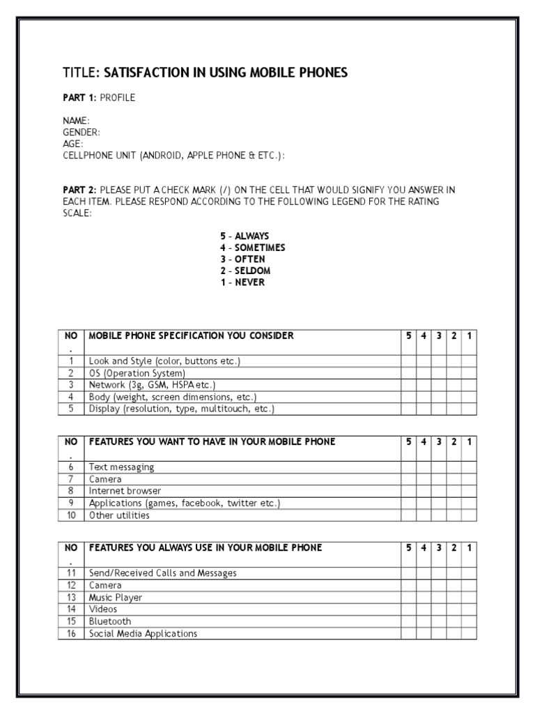 Title: Satisfaction in Using Mobile Phones | PDF | Mobile Phones | I Phone