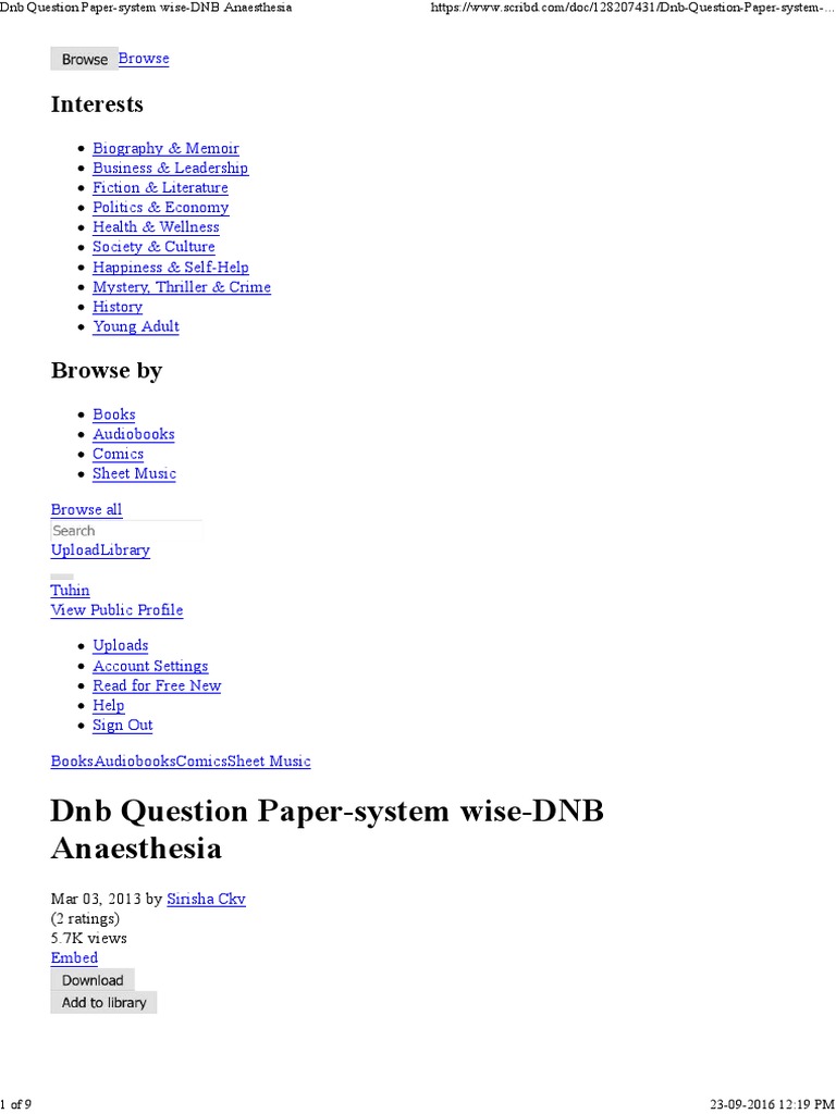 DNB Question PaperSystem WiseDNB Anaesthesia Anesthesia Surgery