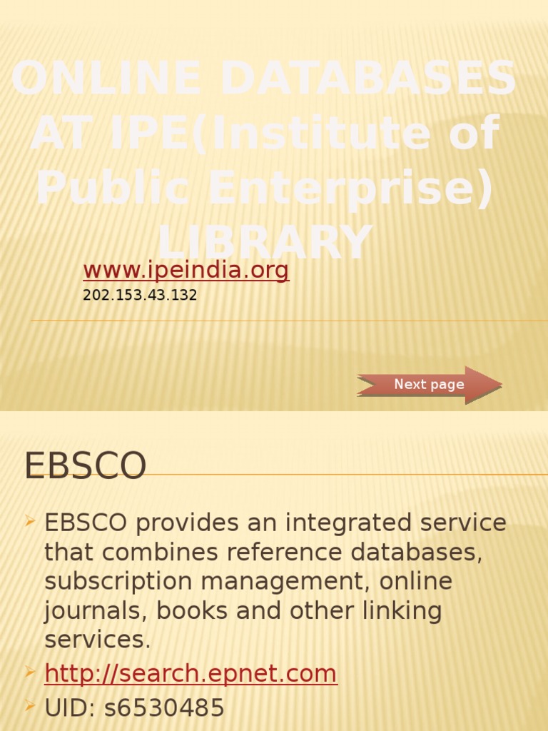 Online Databases at IPE Library (2) | Computing | Technology