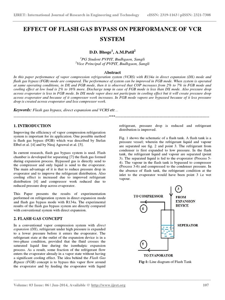 Effect of Flash Gas Bypass On Performance of VCR System PDF