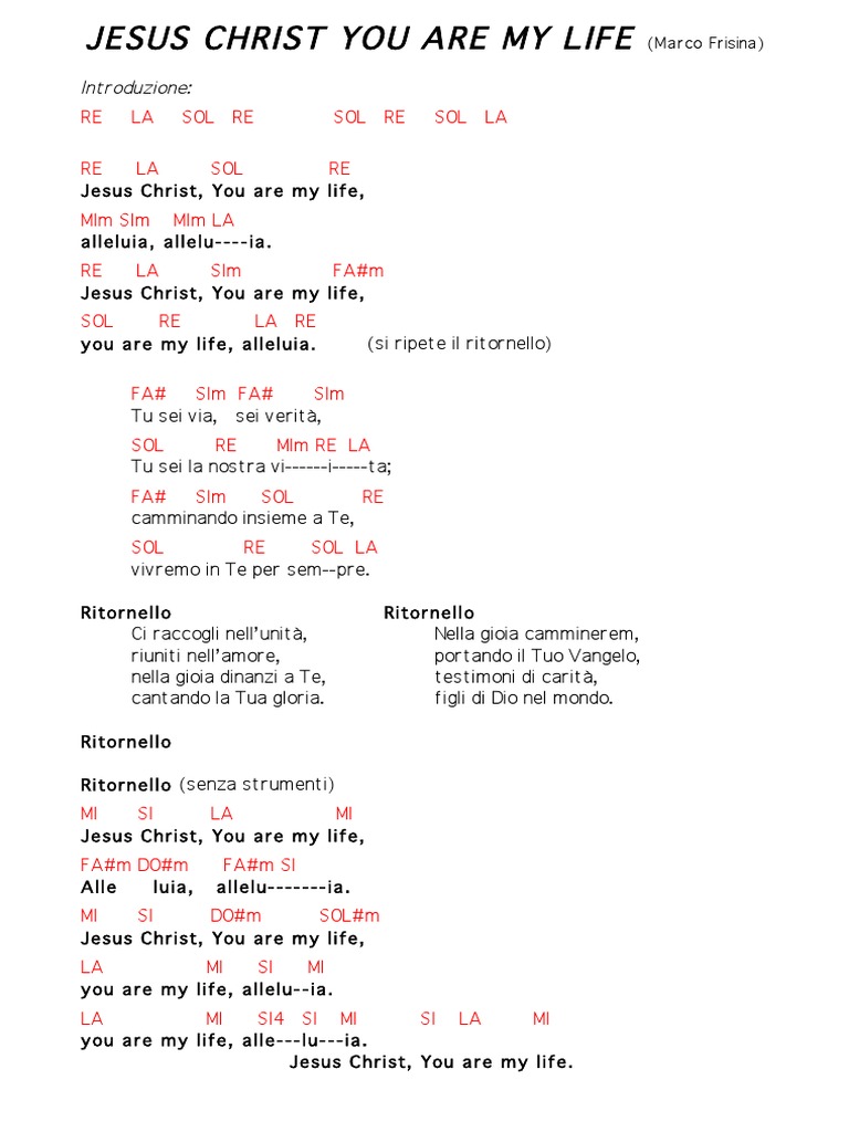 Jesus Christ You Are My Life Accordi