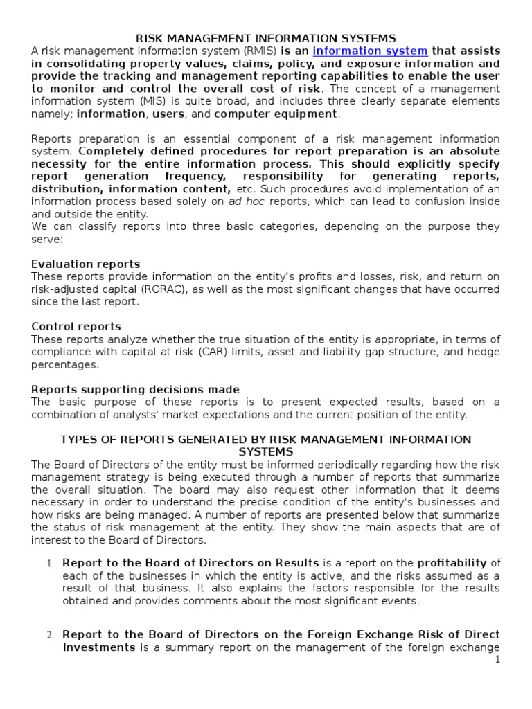 Risk Management Information Systems Overview | PDF | Risk | Risk Management
