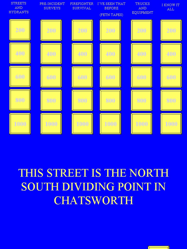 Firefighter Jeopardy 3 PDF Fire Engine Fires