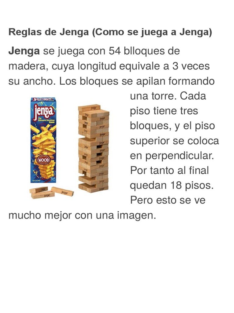 Reglas de Jenga