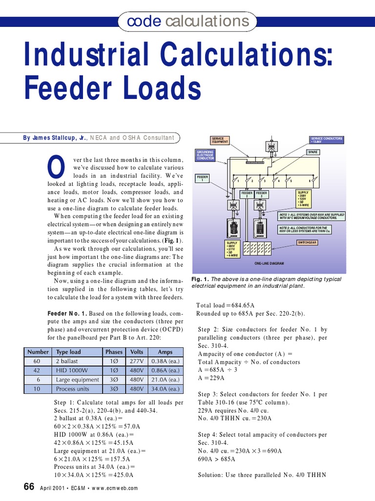 Industrial Calculations Feeder Loads Electrical Conductor Transformer