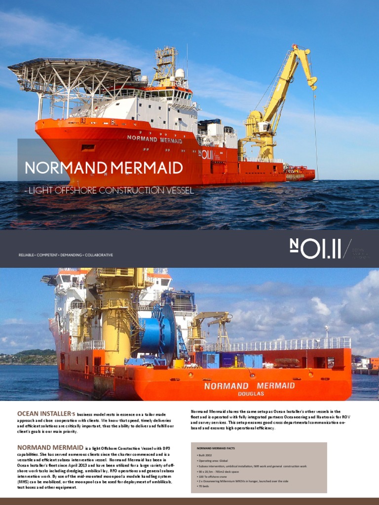 Normand Mermaid Offshore Vessel Overview | PDF | Subsea (Technology ...