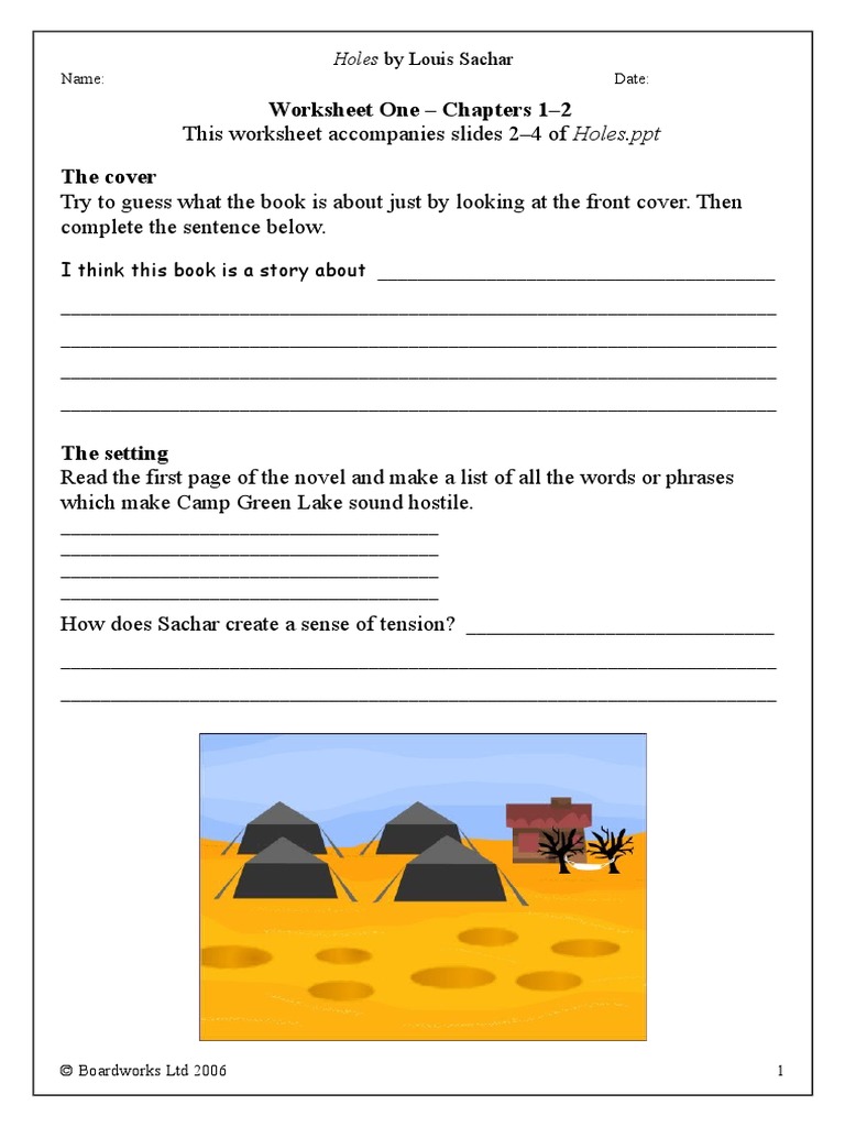 holes worksheets books fiction literature