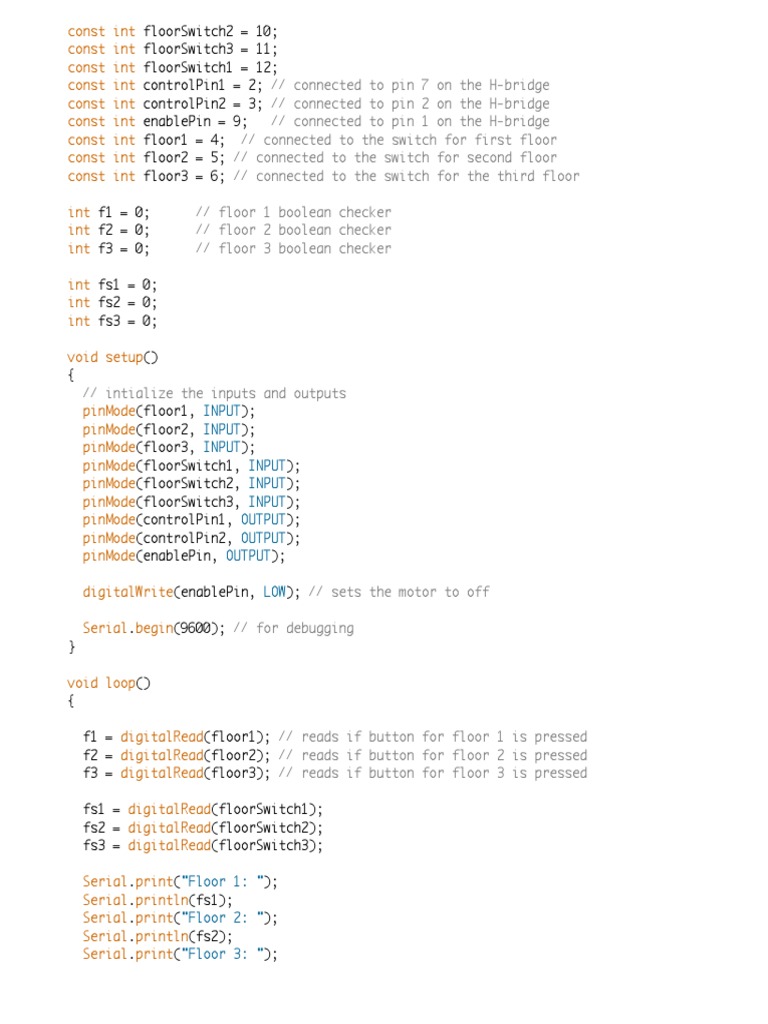 Arduino Elevator Code | PDF | Areas Of Computer Science | Electronics