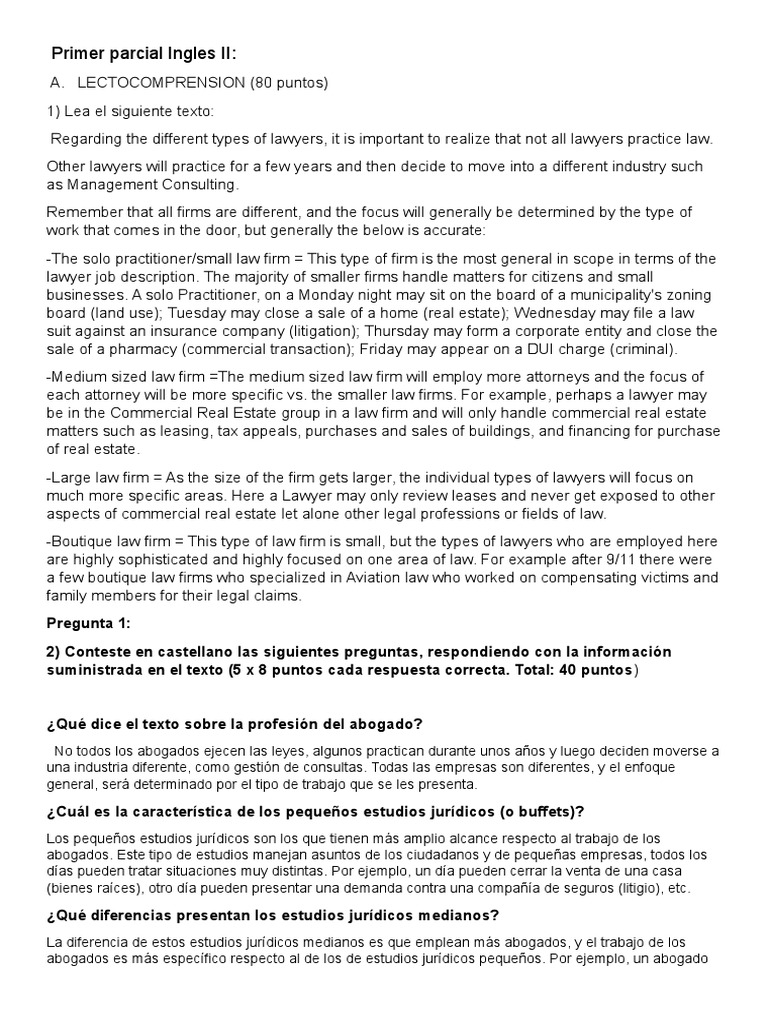 Primer Parcial Ingles II Further Education Personal Growth