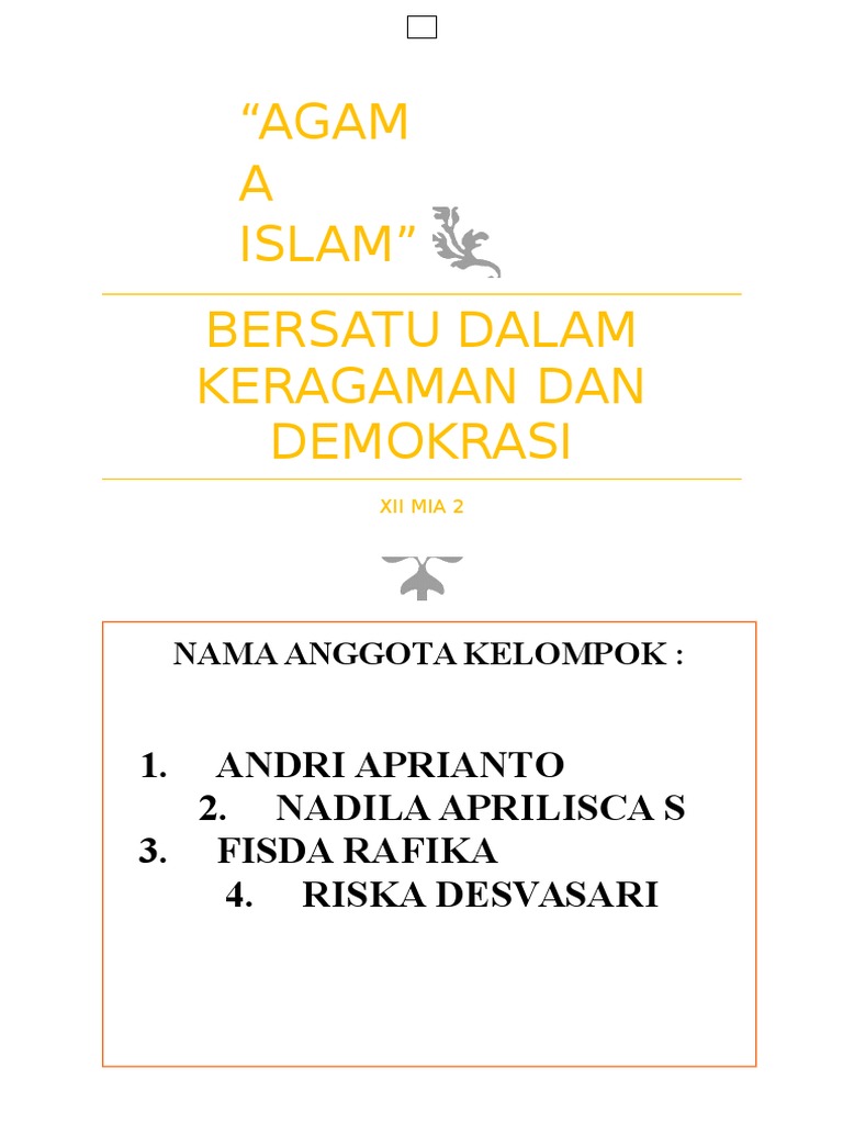 Makalah Tentang Bersatu Dalam Keragaman Dan Demokrasi Sekali