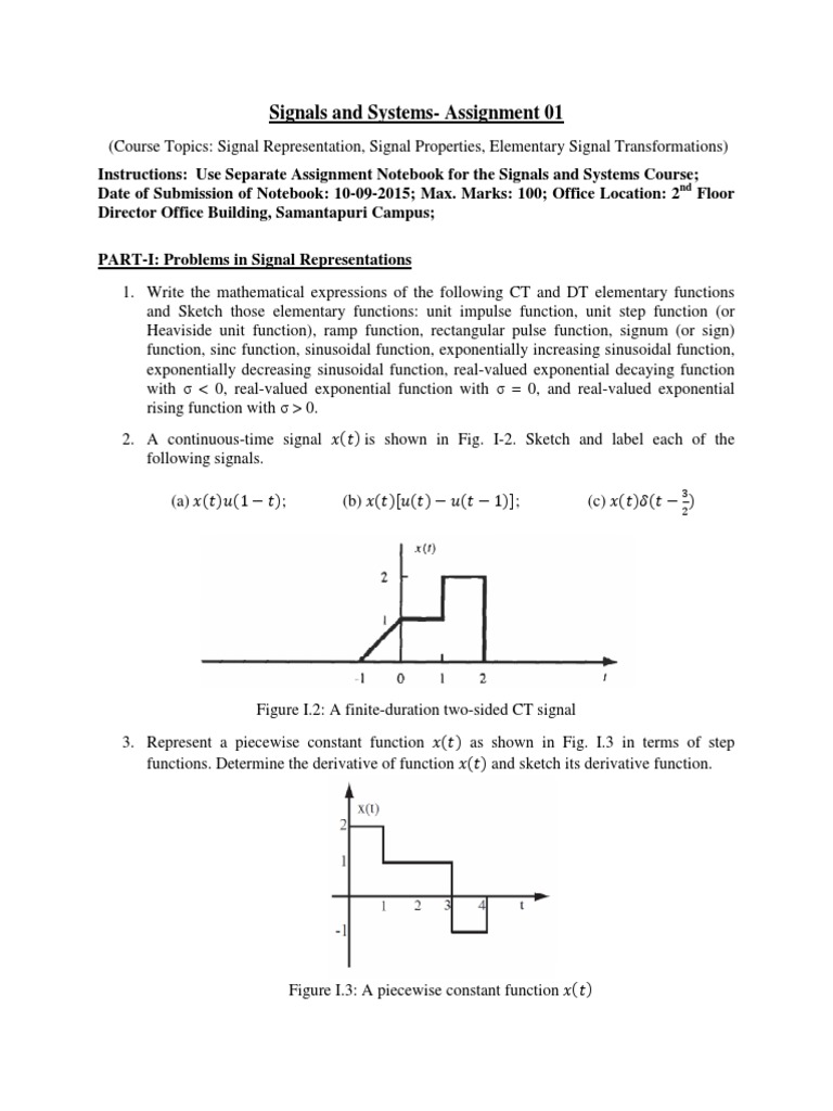 Signals and Systems Assignment 01 | PDF | Signal (Electrical ...