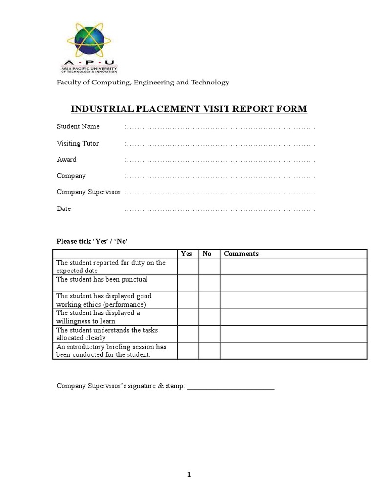 Visit Report Form | PDF