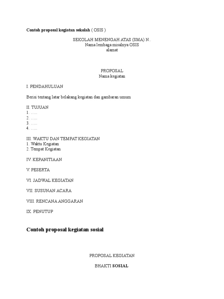 Contoh Contoh Proposal Kegiatan Sekolah Mosaicone