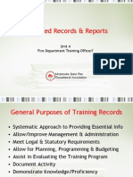 Required Records & Reports: Unit 4 Fire Department Training Officer?