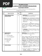 Arid Agriculture Universityrawalpindi: Vacant