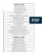 Relação de Ferragens VIDRO TEMPERADOS