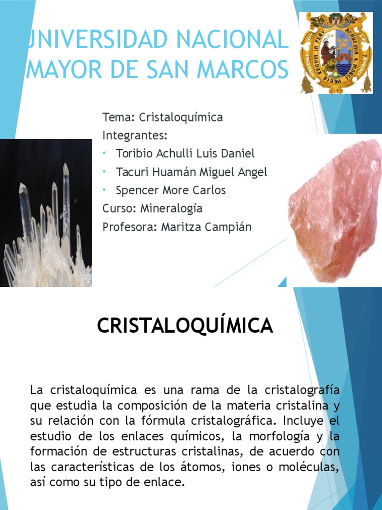 Cristaloquimica Mine.3 Minerales Enlace químico