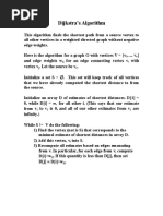 Dijkstra's Algorithm:, ... V) and Edge Weights W For An Edge Connecting Vertex V With Vertex V - Let The Source Be V