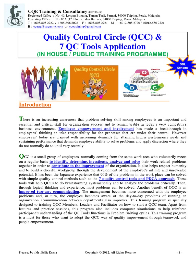 Quality Control Circle QCC & 7 QC Tools Training Course Outline | PDF ...