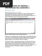 Introduction To Python - Worksheet