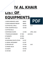 MV Al Khair List of Equipments