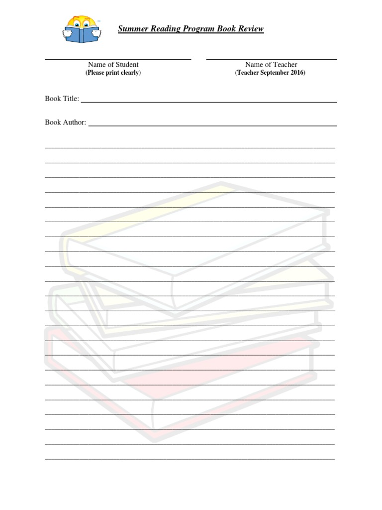 Summer Reading Program Review Form | PDF