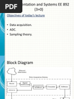 Instrumentation and Systems EE 892 (3+0) : Objectives of Today's Lecture