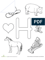 Coloring Learn Letter H PDF