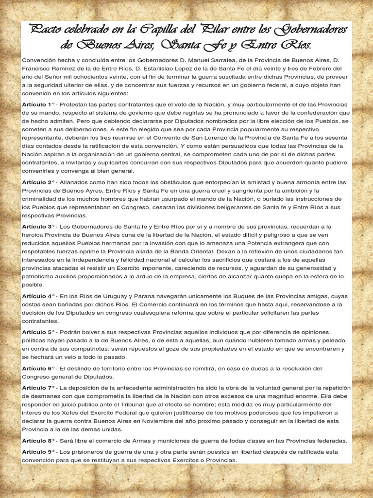 Tratado Del Pilar PDF Gobierno Política