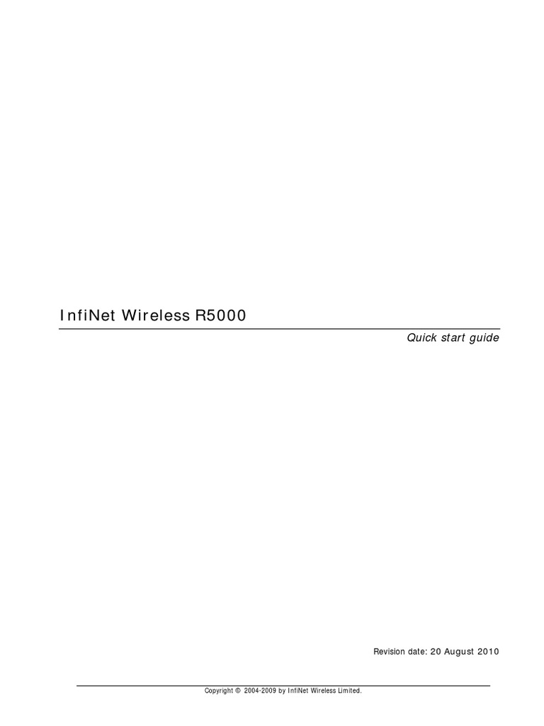 Quick Start Guide InfiNet Wireless R5000 | PDF | Ip Address | Network ...