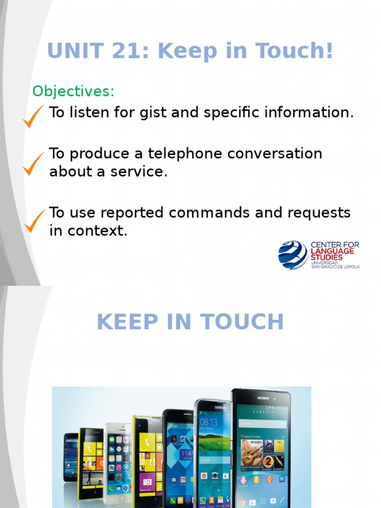 UNIT 21: Keep in Touch!: Objectives | PDF