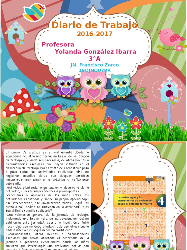 Diario de Trabajo, Diario de La Educadora Buhos | PDF | Educación de la ...