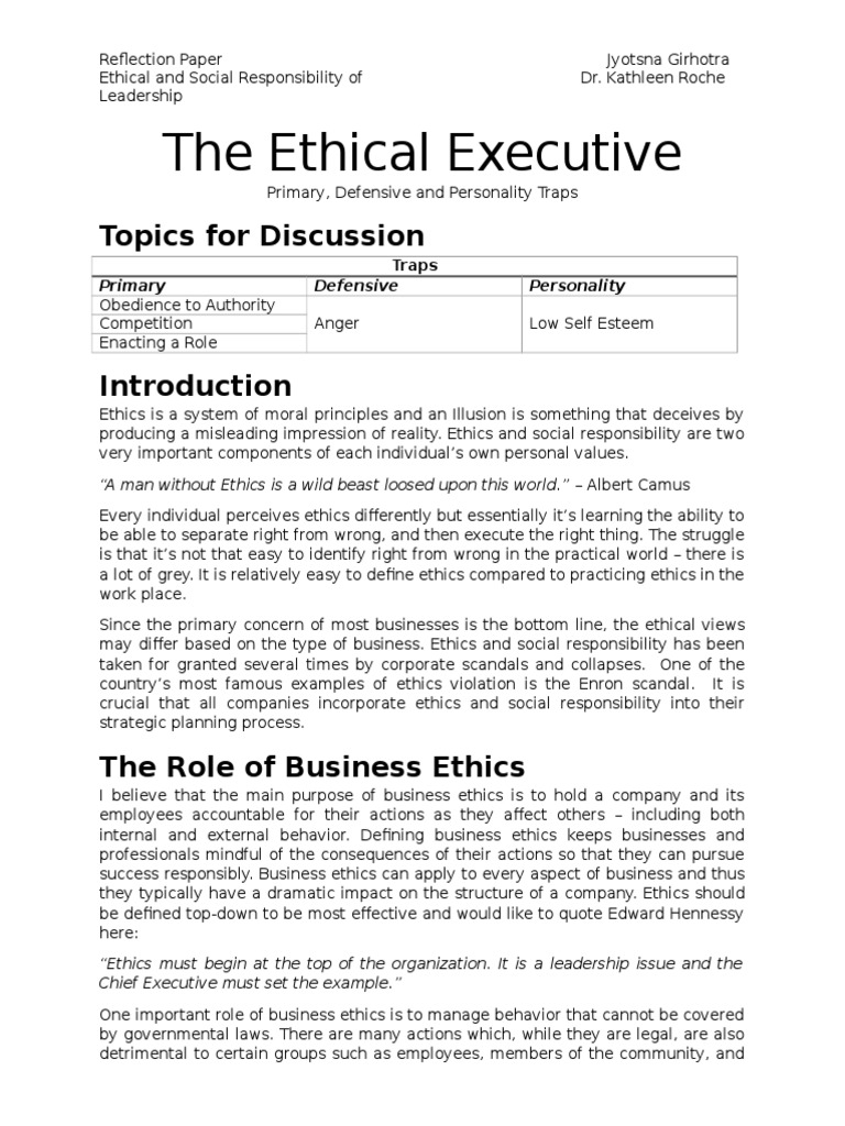 Ethical Traps in Leadership | PDF | Anger | Business Ethics