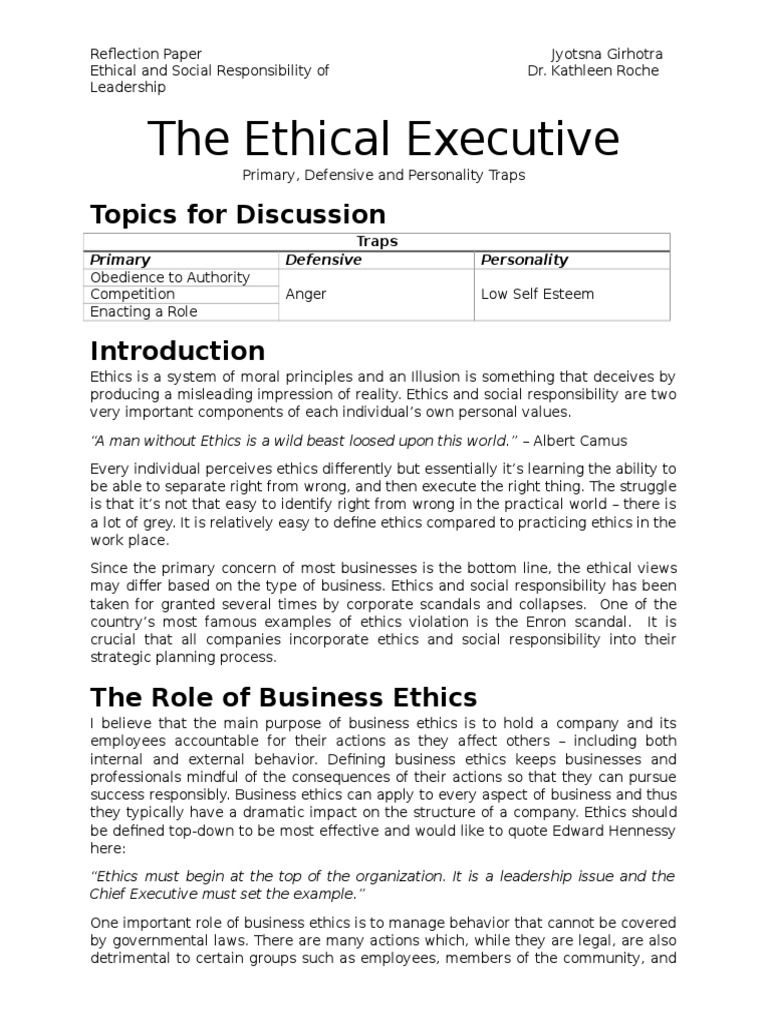 ethics reflection essay