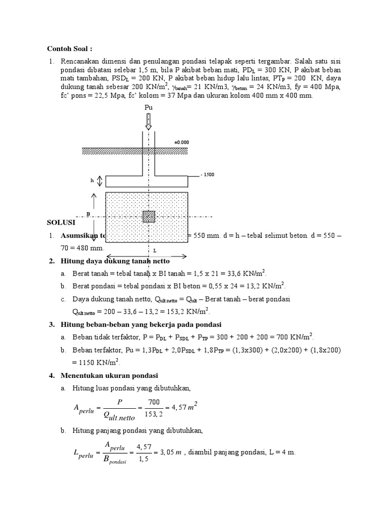 Contoh Soal Pondasi Telapak