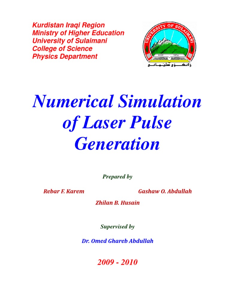 Numirical Simulation of Laser Pulse Generation | PDF | Laser | Photon