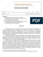 Avaliação II - 7o. Ano - 1 Bim Com Gabarito