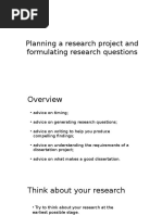 Planning A Research Project and Formulating Research Questions