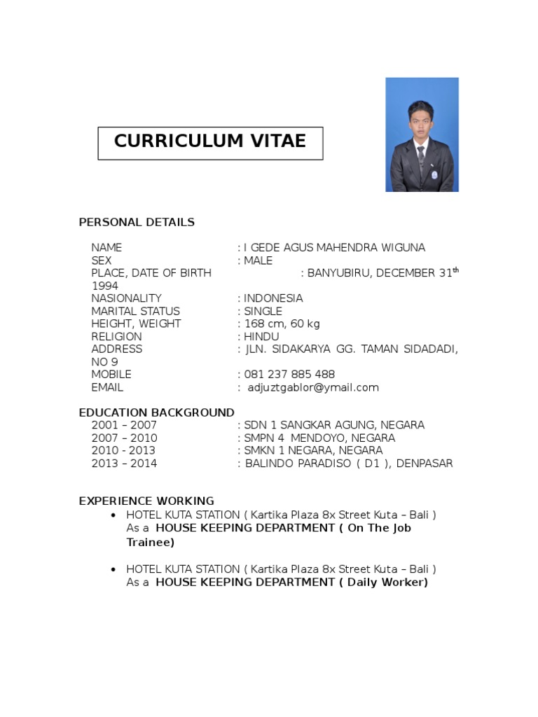 Curriculum Vitae: Personal Details | PDF