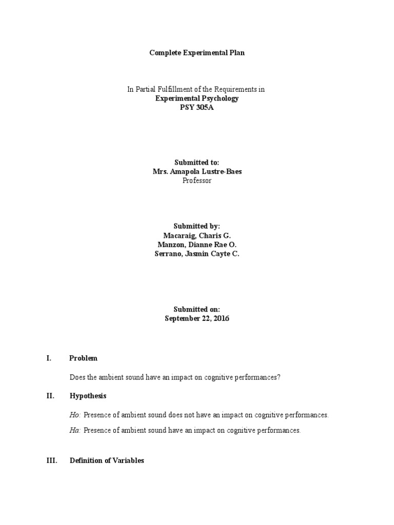Impact of Ambient Sound on Cognition | PDF | Experiment | Sound