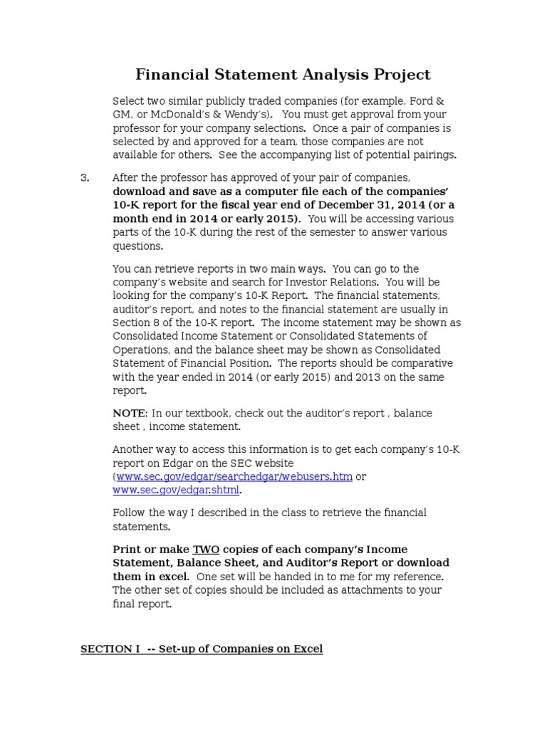 Acc 201 Financial Statement Analysis Project Modified Pdf Form 10 K