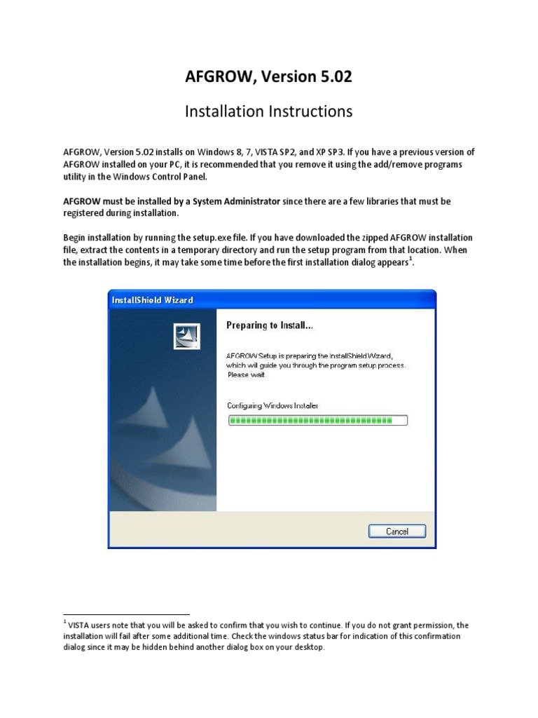 AFGROW 5.02 Installation Guide | PDF | Installation (Computer Programs ...