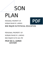 Lesson Plan: Bse Major in Physical Education