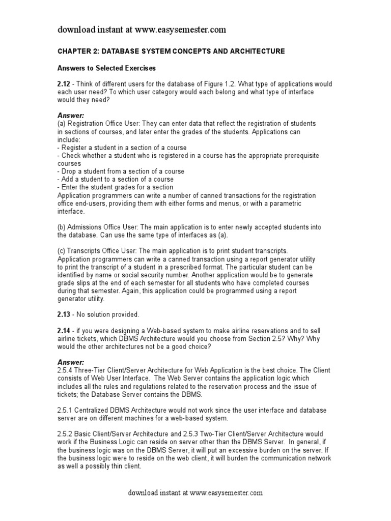 Solution Manual for Fundamentals of Database Systems 6E 6th Edition | Web  Application | Databases
